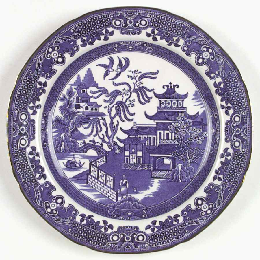 Willow Blue (Gold Trim) Dinner Plate by Burgess & Leigh-1