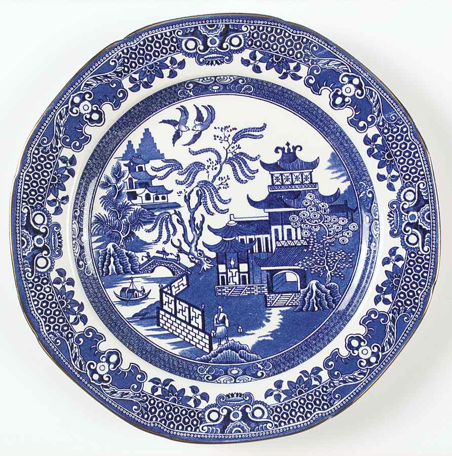 Willow Blue (Gold Trim) Luncheon Plate by Burgess & Leigh-1
