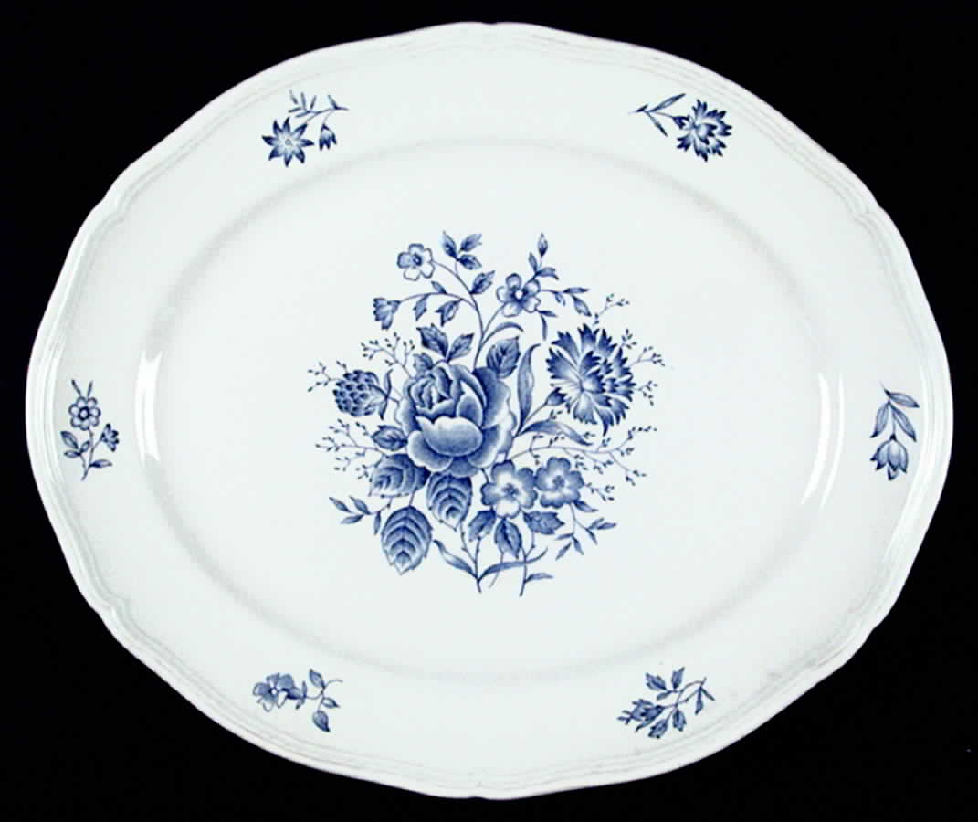 Bouquet Blue 12" Oval Serving Platter by Burgess & Leigh-1