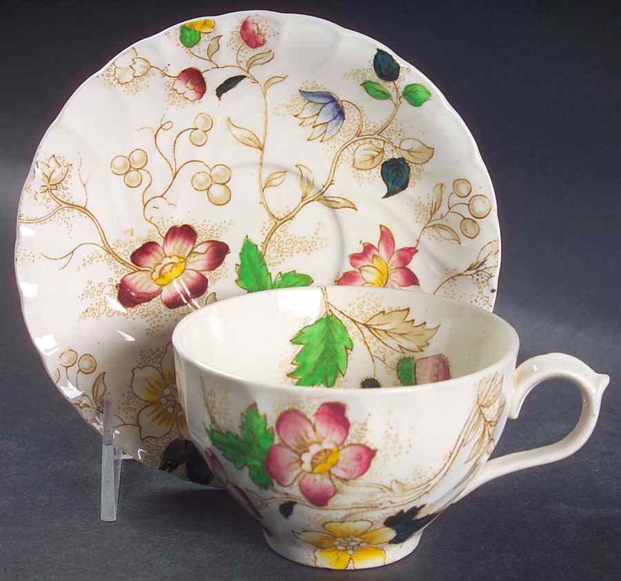 Dorchester Flat Cup & Saucer Set by Burgess & Leigh-1