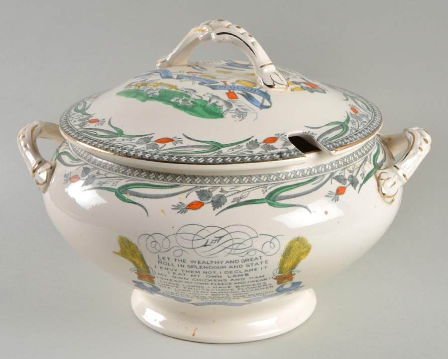 Farmers Arms (Gold Trim) Tureen &  Lid by Burgess & Leigh-1