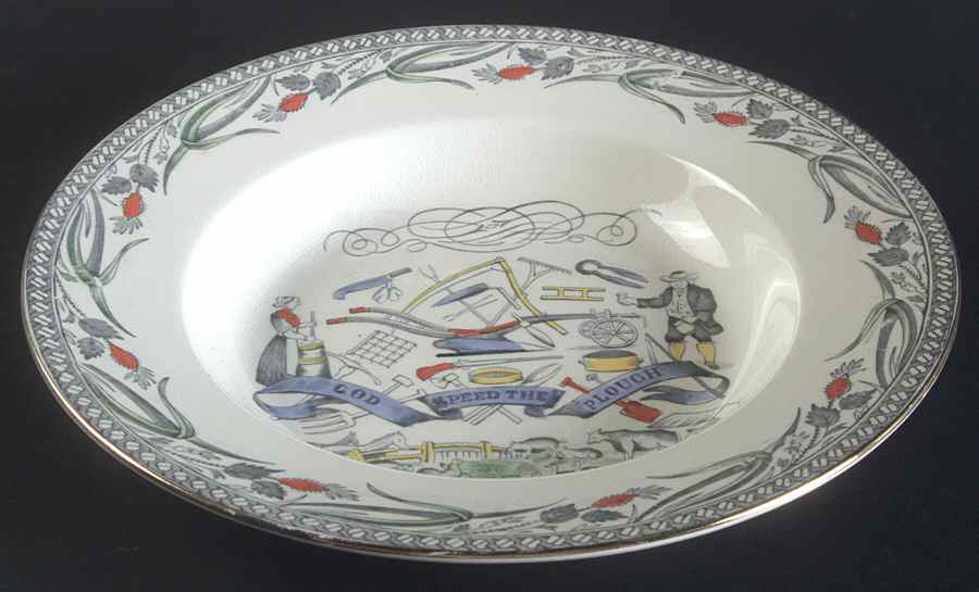 Farmers Arms (Gold Trim) Rim Soup Bowl by Burgess & Leigh-1