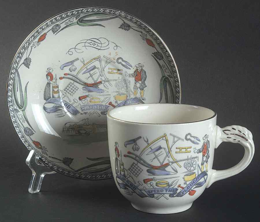 Farmers Arms (Gold Trim) Flat Cup & Saucer Set by Burgess & Leigh-1