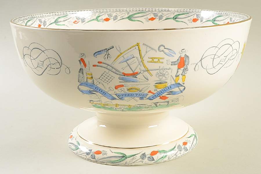 Farmers Arms (Gold Trim) Punch Bowl by Burgess & Leigh-1