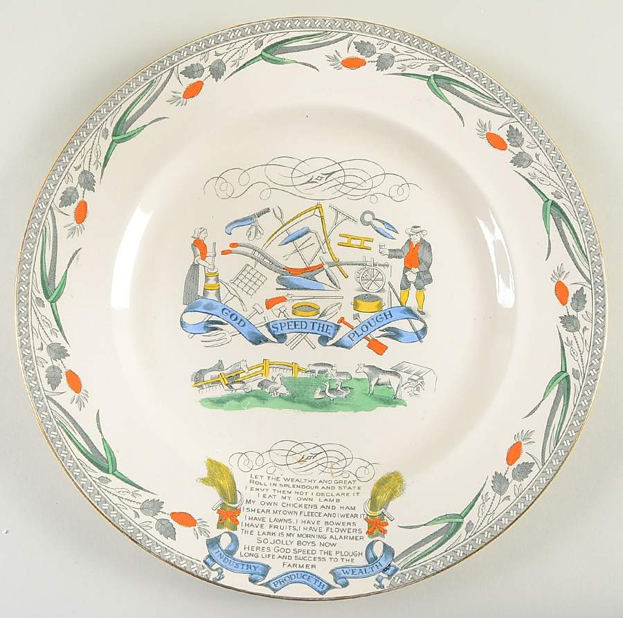 Farmers Arms (Gold Trim) 13" Chop Plate (Round Platter) by Burgess & Leigh-1