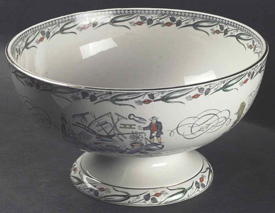 Farmers Arms (Gold Trim) Punch Bowl by Burgess & Leigh-1
