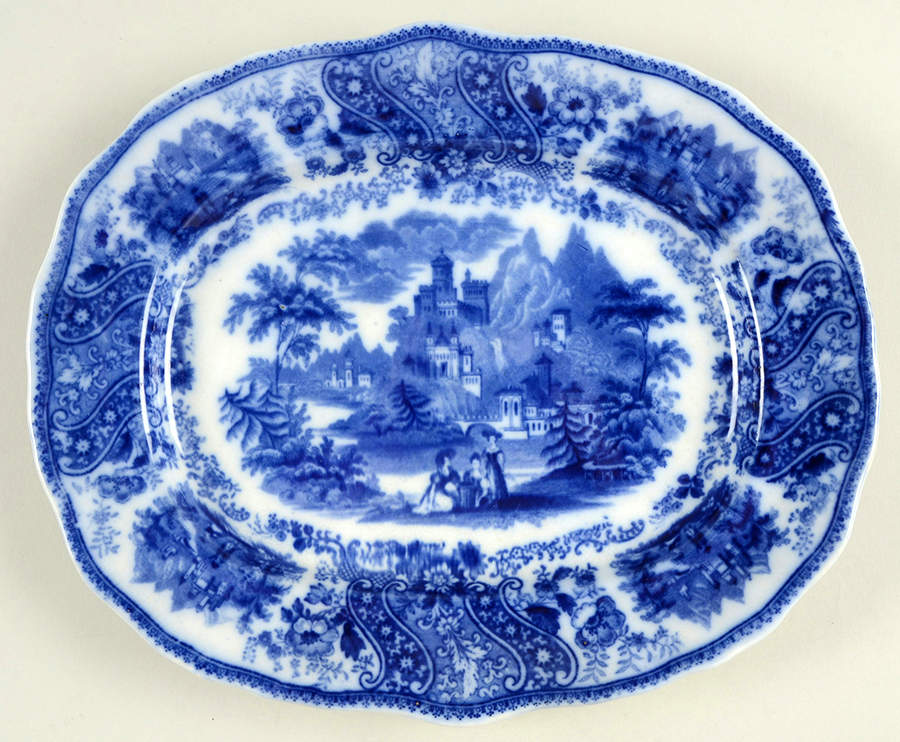 Non Pareil (Flow Blue) 11" Oval Serving Platter by Burgess & Leigh-1