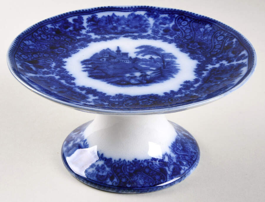 Non Pareil (Flow Blue) Round Compote (Height X Width) by Burgess & Leigh-1