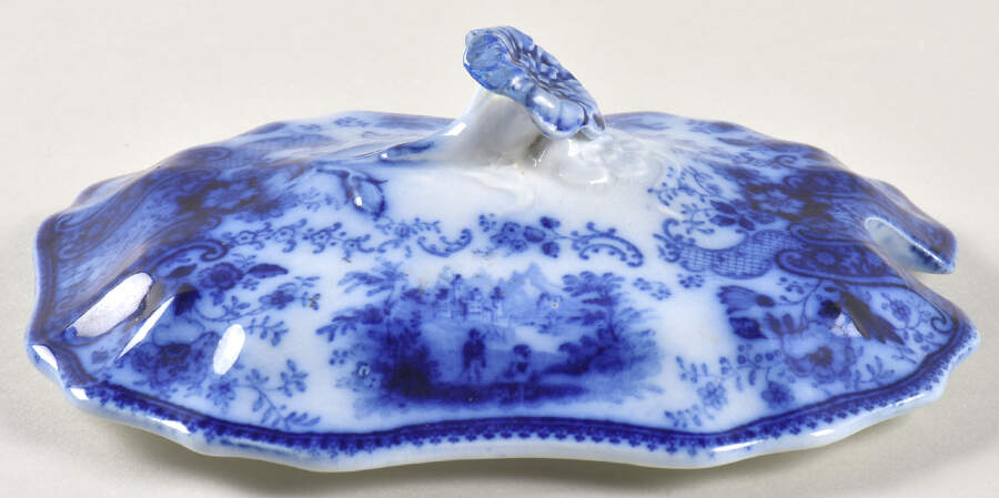 Non Pareil (Flow Blue) Lid for Sauce Boat by Burgess & Leigh-1