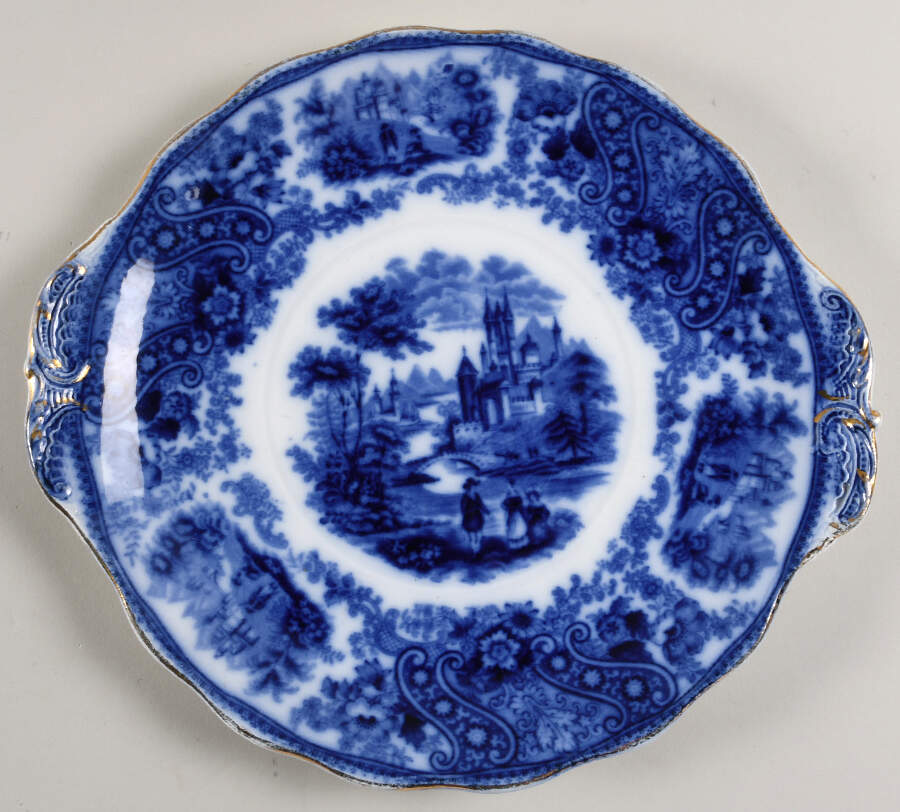 Non Pareil (Flow Blue) Handled Cake Plate by Burgess & Leigh-1