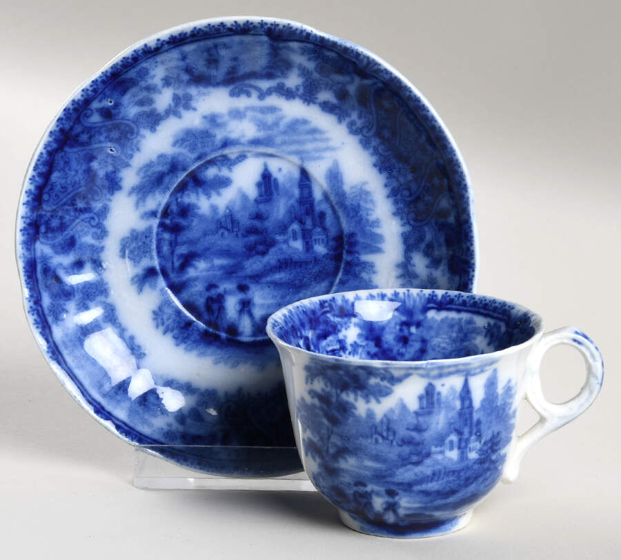 Non Pareil (Flow Blue) Demitasse Cup & Saucer Set by Burgess & Leigh-1