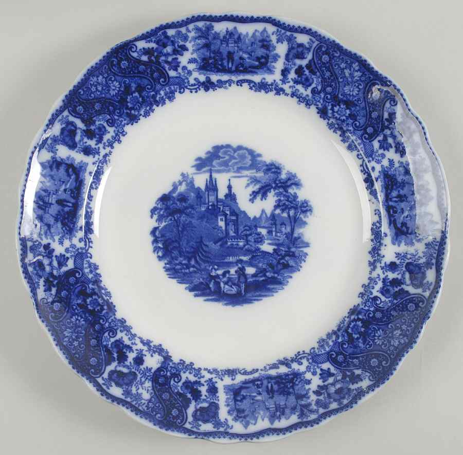 Non Pareil (Flow Blue) 13" Chop Plate (Round Platter) by Burgess & Leigh-1