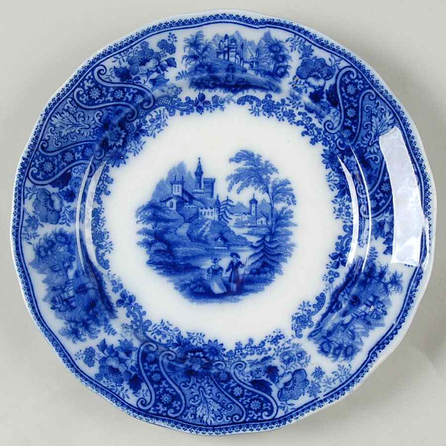 Non Pareil (Flow Blue) Dessert/Pie Plate by Burgess & Leigh-1
