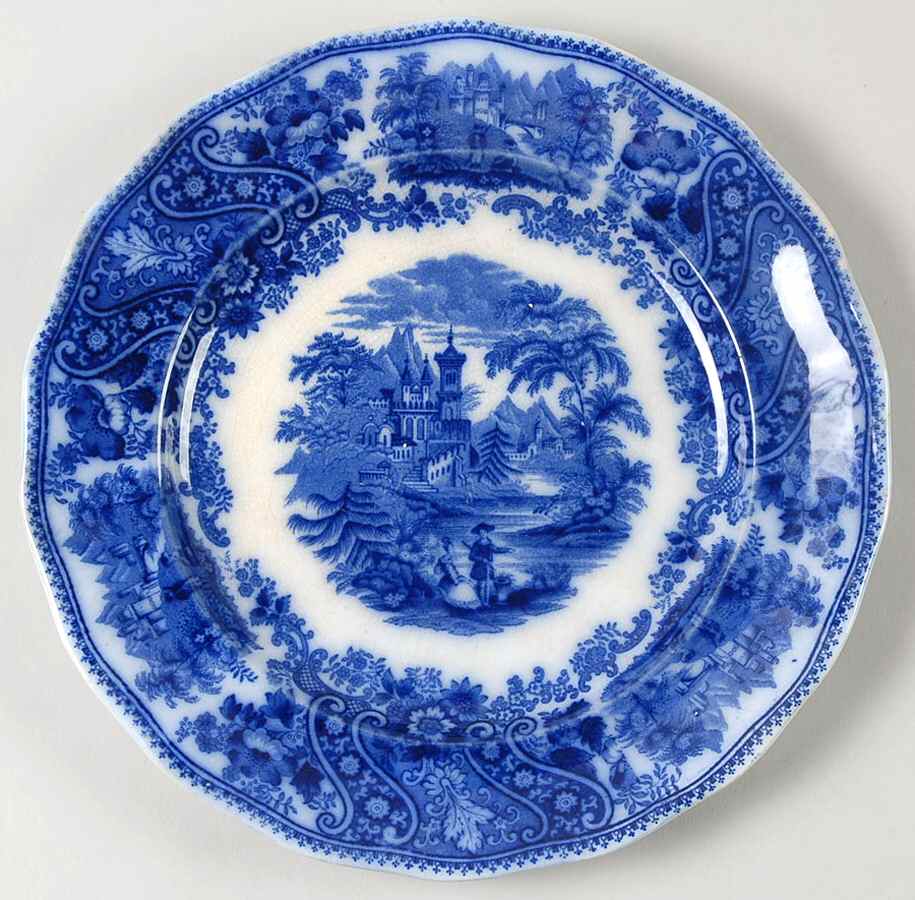 Non Pareil (Flow Blue) Luncheon Plate by Burgess & Leigh-1