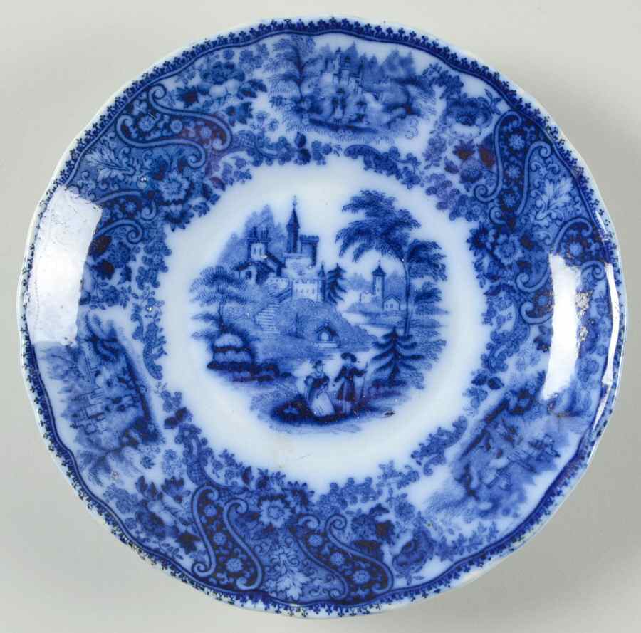 Non Pareil (Flow Blue) Saucer by Burgess & Leigh-1