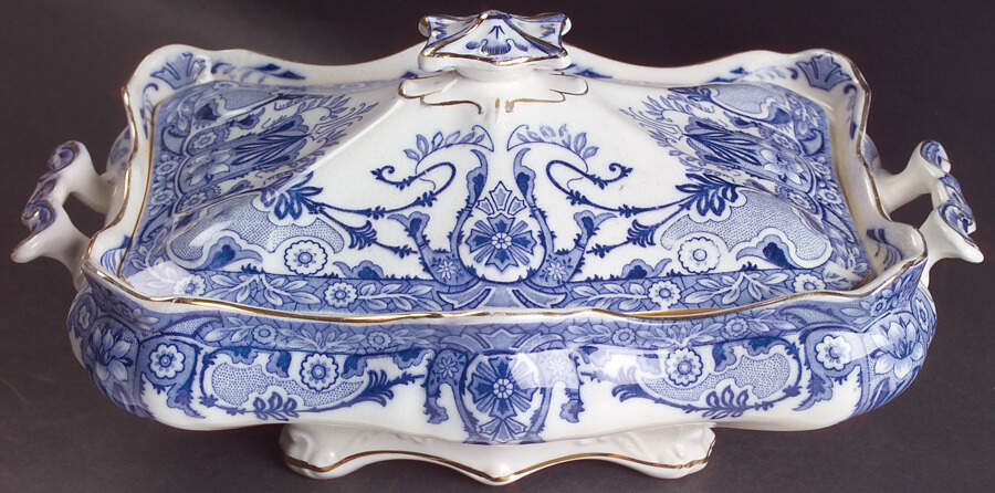 Raleigh (Flow Blue) Rectangular Covered Vegetable by Burgess & Leigh-1