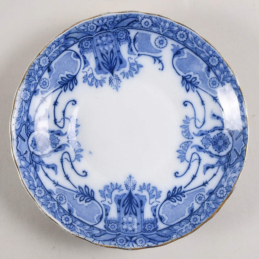 Raleigh (Flow Blue) Saucer for Oversized Cup by Burgess & Leigh-1
