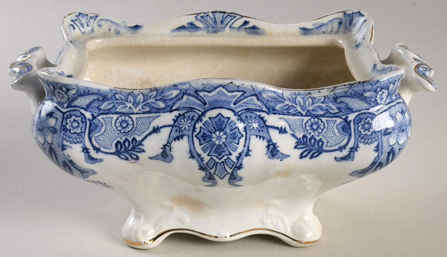 Raleigh (Flow Blue) Sauce Boat No Lid by Burgess & Leigh-1
