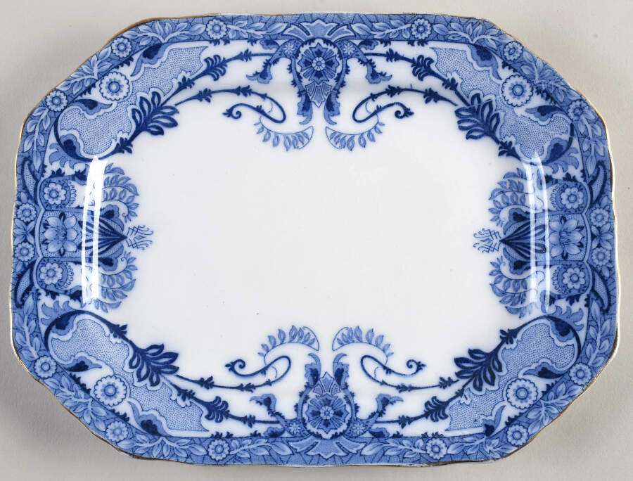 Raleigh (Flow Blue) Underplate for Sauce Boat by Burgess & Leigh-1