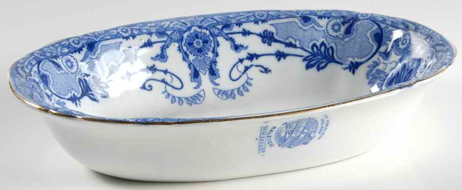 Raleigh (Flow Blue) 9" Oval Vegetable Bowl by Burgess & Leigh-1