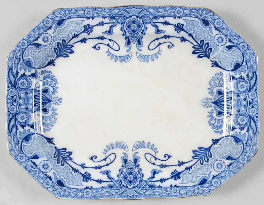 Raleigh (Flow Blue) 11" Oval Serving Platter by Burgess & Leigh-1