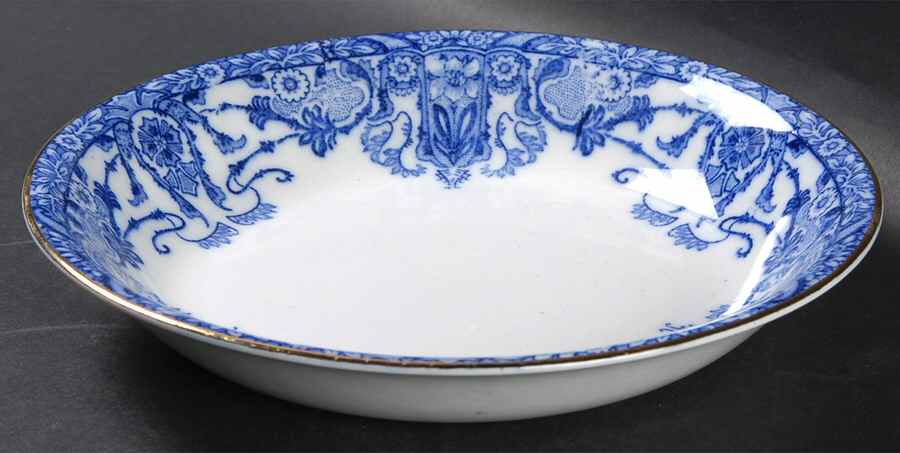 Raleigh (Flow Blue) Coupe Soup Bowl by Burgess & Leigh-1