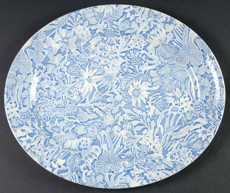 Scilla Blue 13" Oval Serving Platter by Burgess & Leigh-1