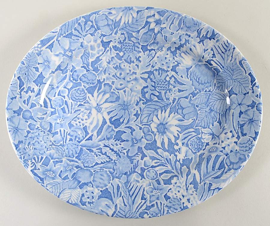 Scilla Blue 12" Oval Serving Platter by Burgess & Leigh-1