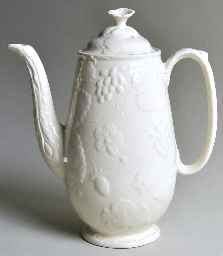 Strawberry and Grape Leaf White (Davenport) Coffee Pot & Lid by Burgess & Leigh-1