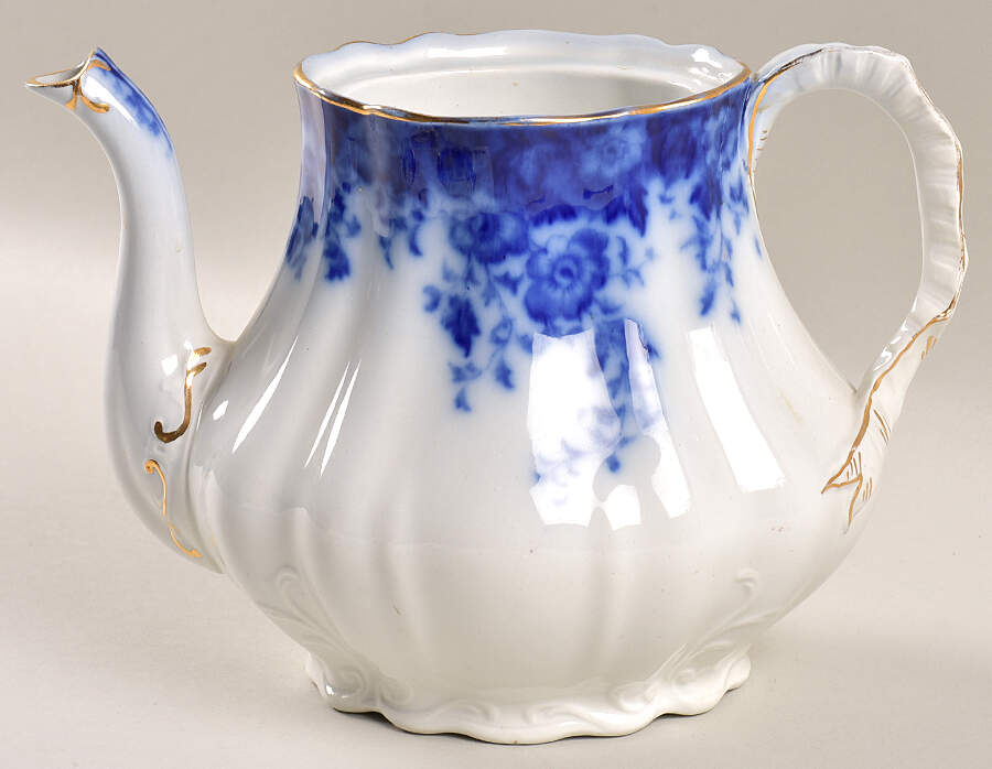 Vermont (Flow Blue) Coffee Pot No Lid by Burgess & Leigh-1