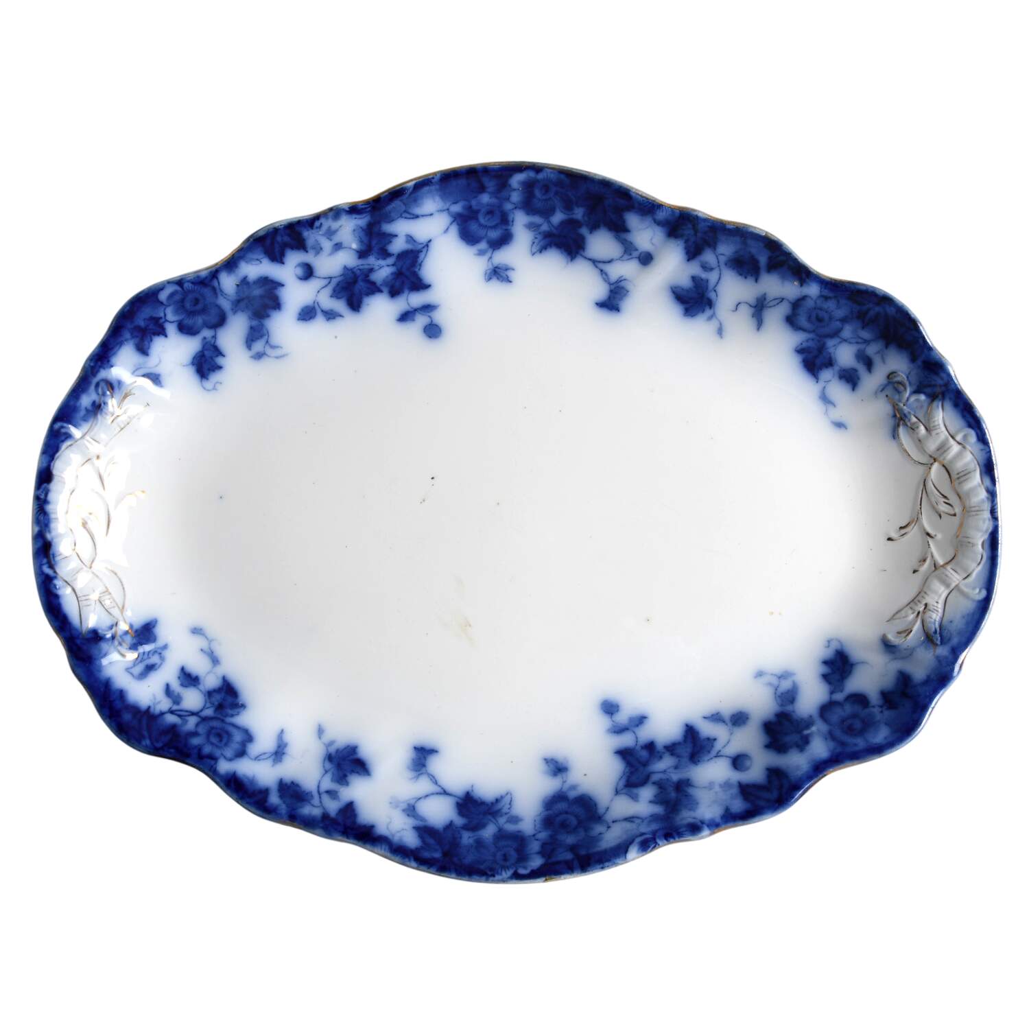 Vermont (Flow Blue) 14" Oval Serving Platter by Burgess & Leigh-1