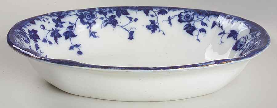 Vermont (Flow Blue) 10" Oval Vegetable Bowl by Burgess & Leigh-1