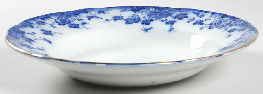 Vermont (Flow Blue) Large Rim Soup Bowl by Burgess & Leigh-1