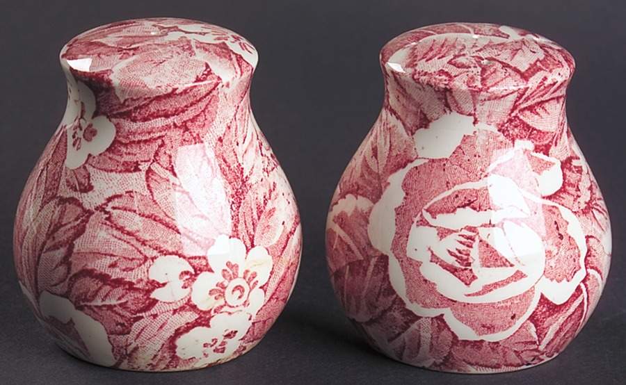 Victorian Chintz Pink Salt & Pepper Set by Burgess & Leigh-1
