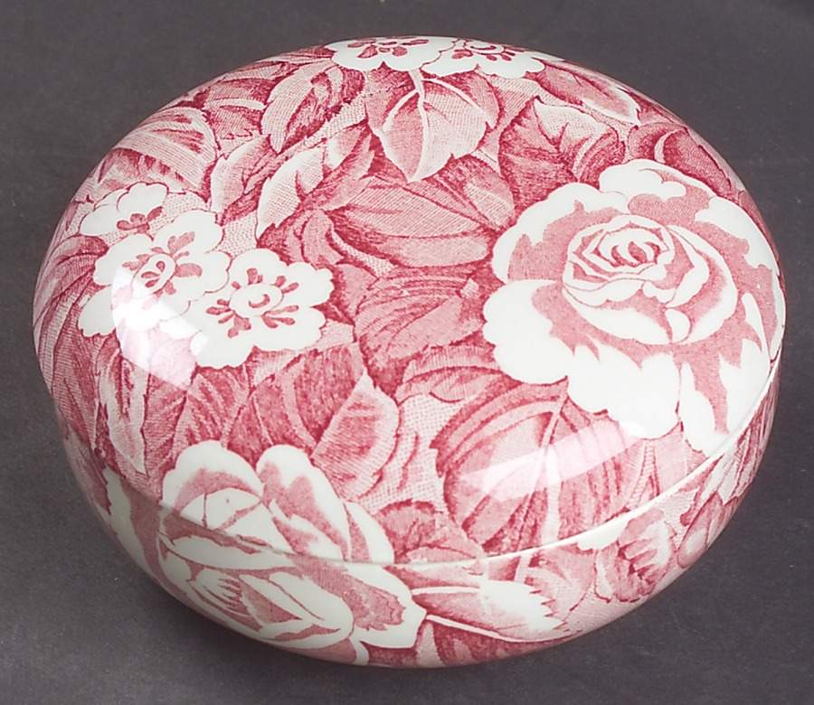 Victorian Chintz Pink Round Box & Lid by Burgess & Leigh-1
