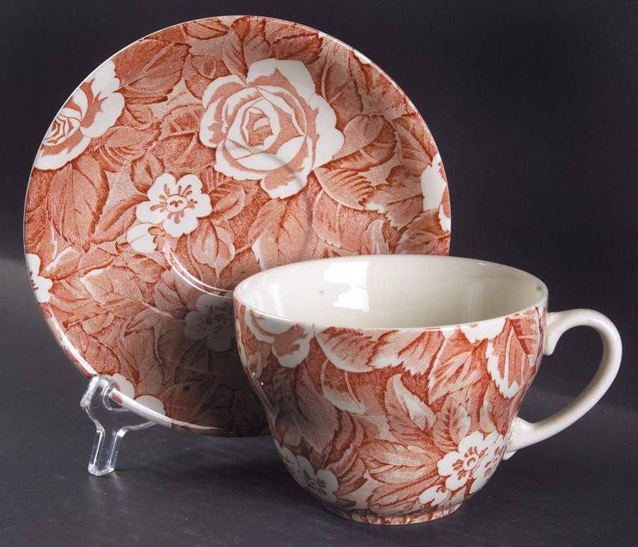 Victorian Chintz Pink Jumbo Cup & Saucer Set by Burgess & Leigh-1