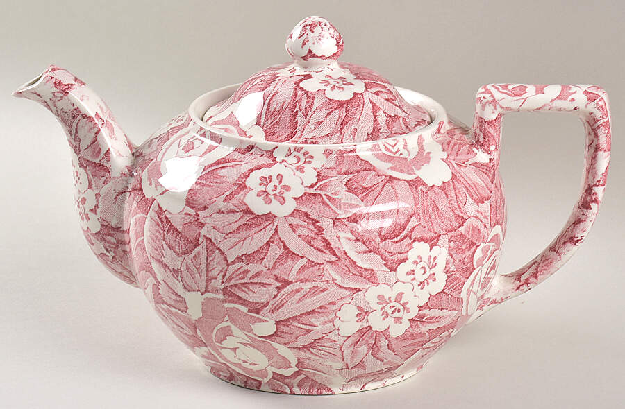 Victorian Chintz Pink Teapot & Lid by Burgess & Leigh-1