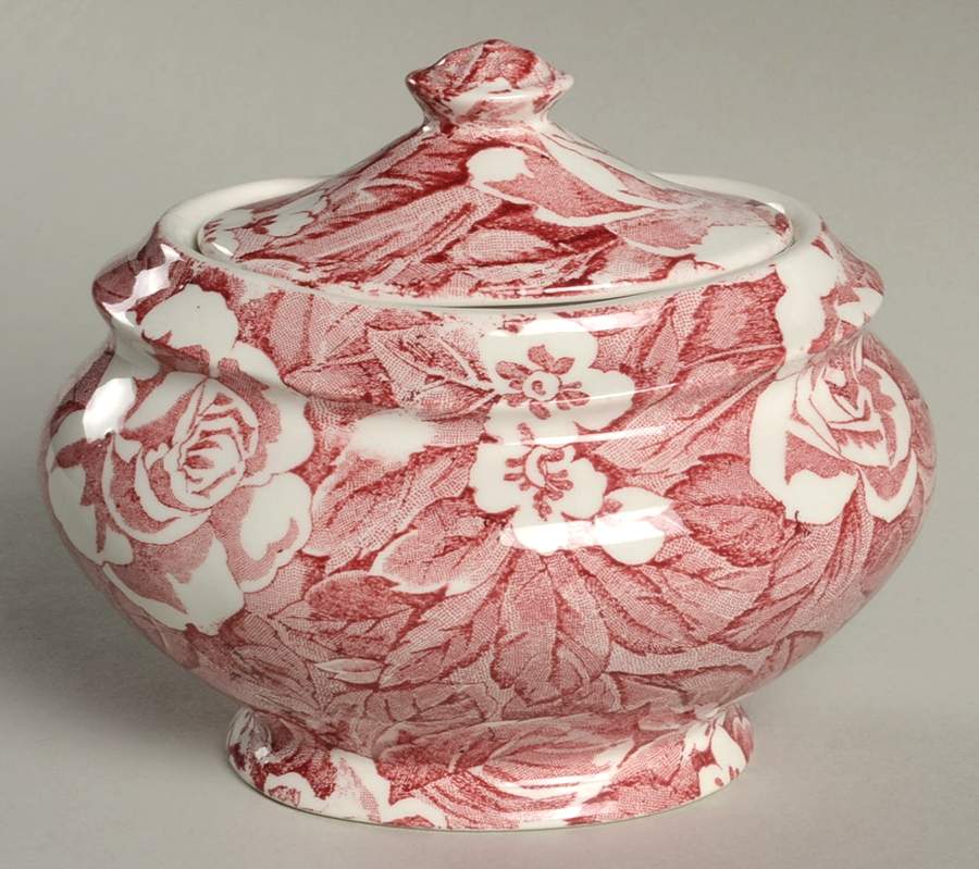 Victorian Chintz Pink Sugar Bowl & Lid by Burgess & Leigh-1