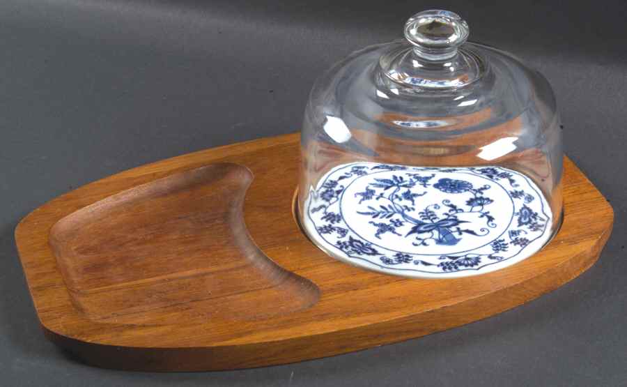 Blue Danube 14" Oblong Wood Cheese with Glass Dome and Tile by Blue Danube (Japan)-1