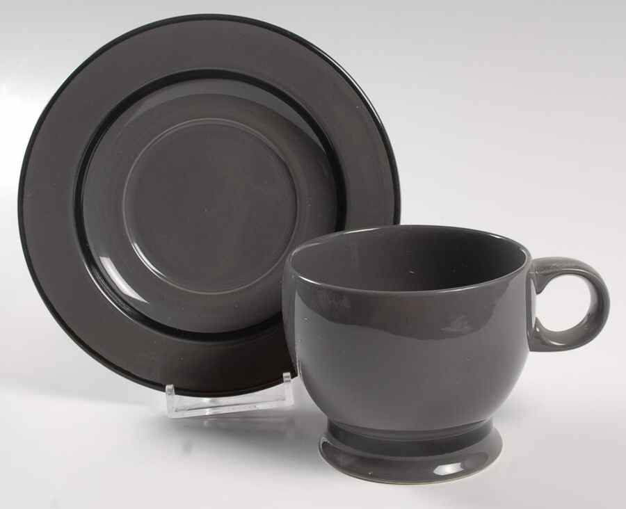 Optics Gray Black Footed Cup & Saucer Set by Block-1