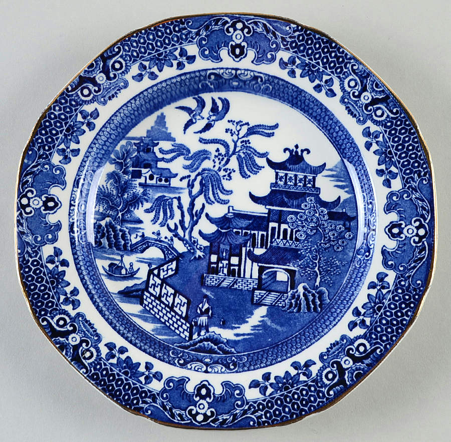 Willow Blue (Gold Trim) Salad Plate by Burgess & Leigh-1