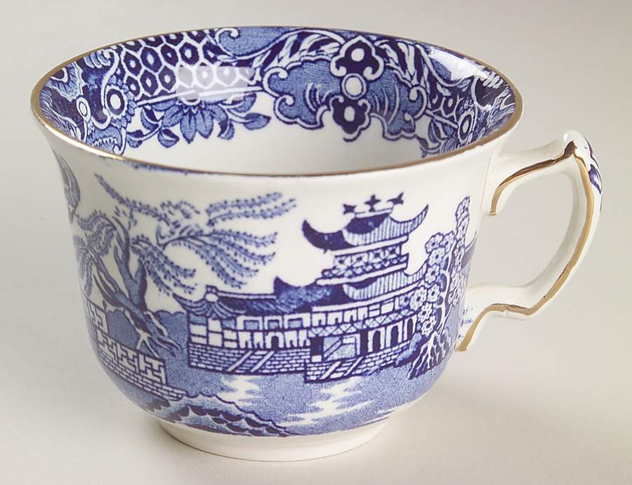 Willow Blue (Gold Trim) Flat Cup by Burgess & Leigh-1