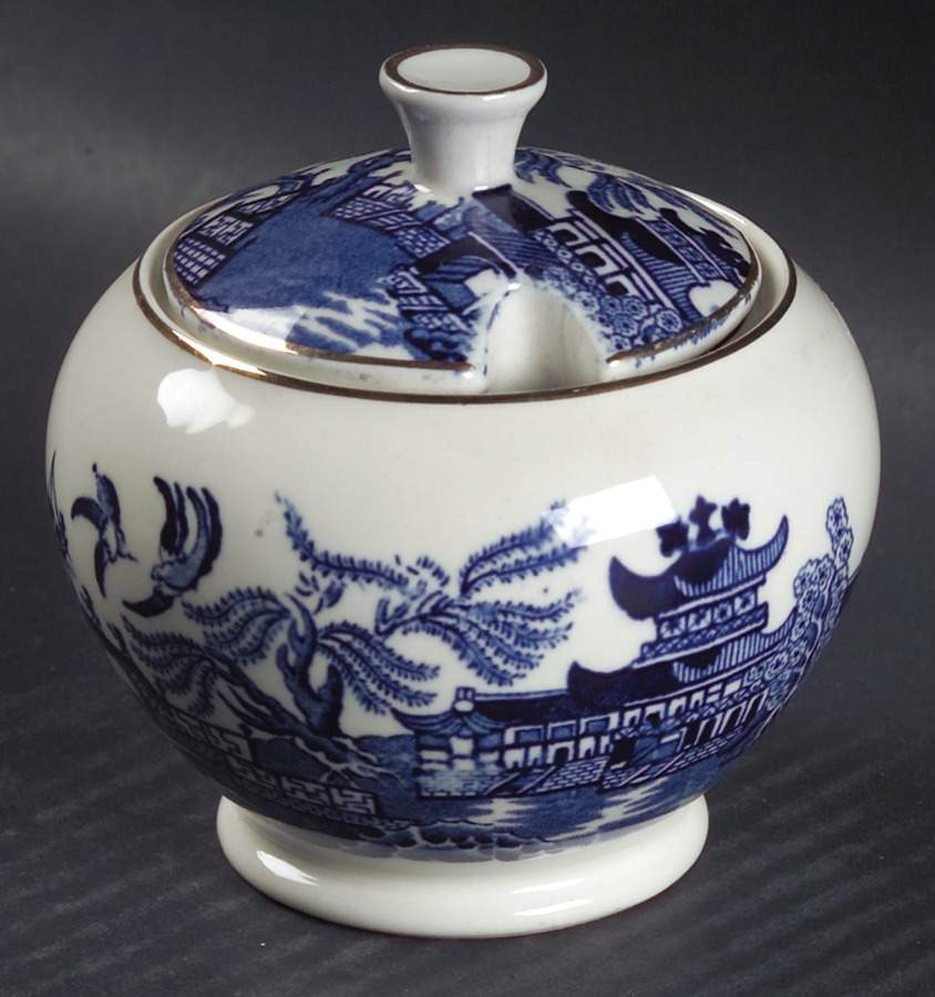 Willow Blue (Gold Trim) Jam/Jelly & Lid by Burgess & Leigh-1