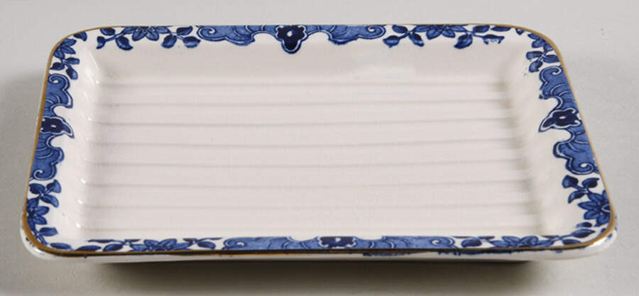 Willow Blue (Gold Trim) Cheese Dish with Lid, Base Only (Wedge) by Burgess & Leigh-1