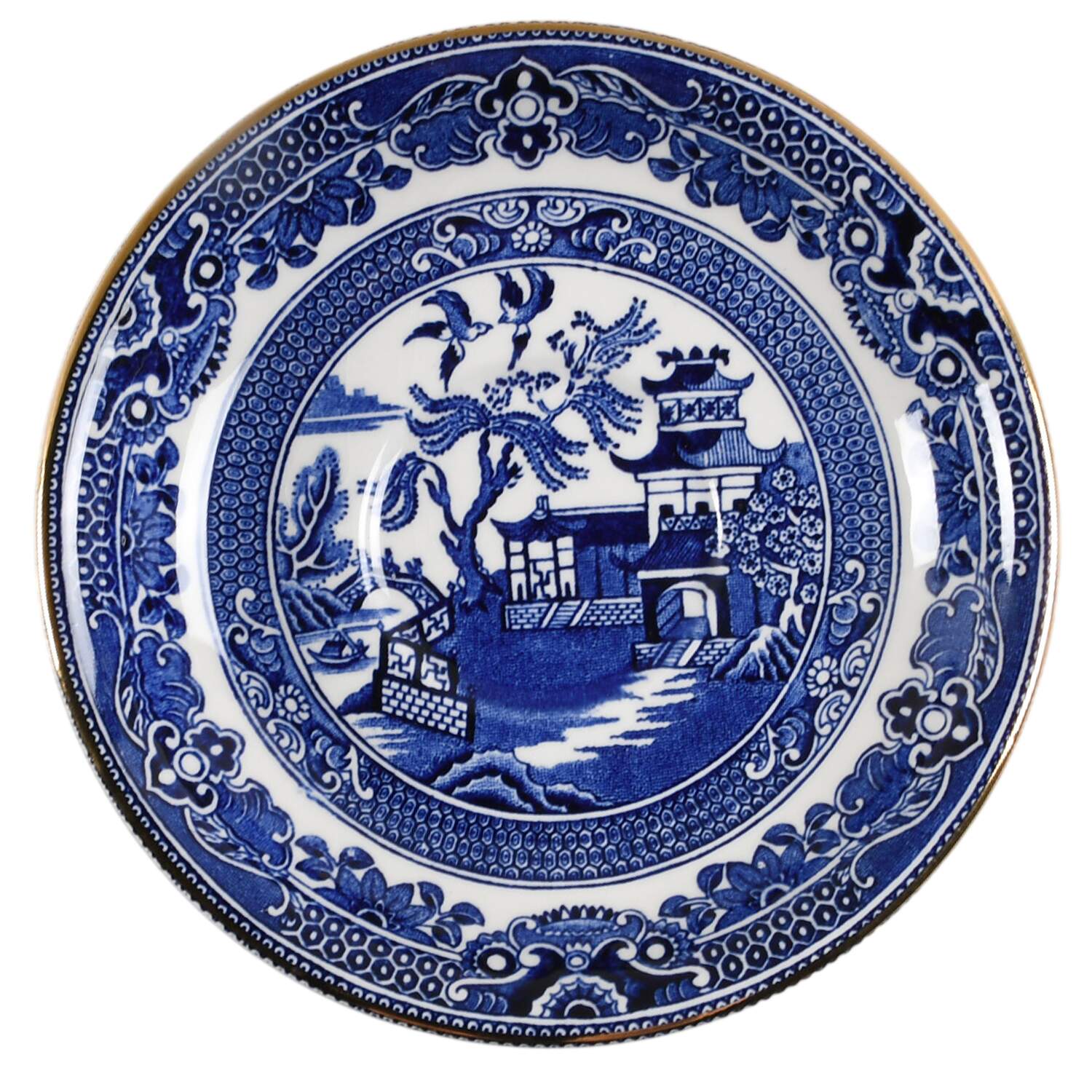 Willow Blue (Gold Trim) Saucer for Flat Cup by Burgess & Leigh-1