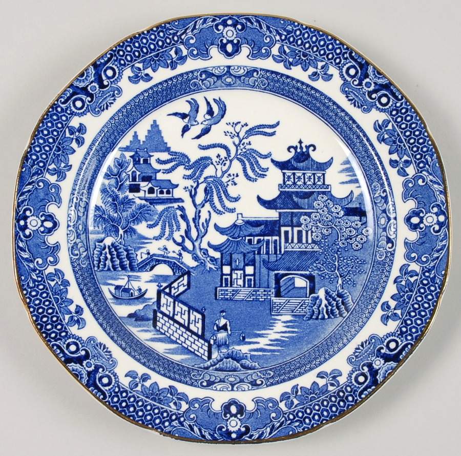 Willow Blue (Gold Trim) Salad Plate by Burgess & Leigh-1