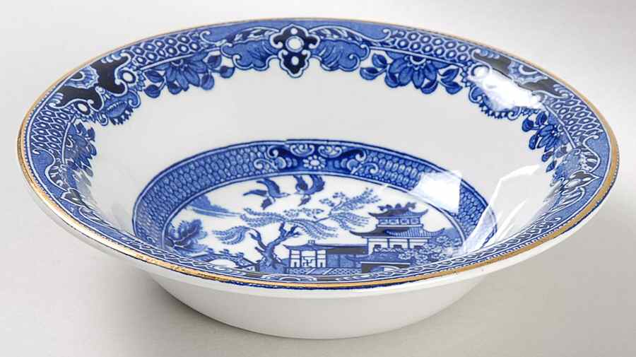 Willow Blue (Gold Trim) Coupe Cereal Bowl by Burgess & Leigh-1