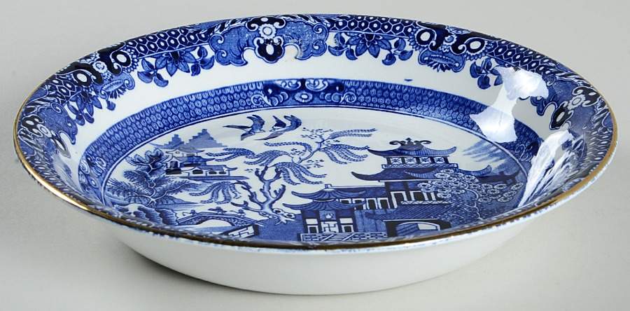 Willow Blue (Gold Trim) Coupe Soup Bowl by Burgess & Leigh-1