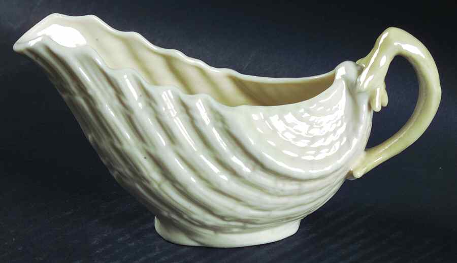 Tridacna Yellow (No Trim) Gravy Boat by Belleek Pottery (Ireland)-1