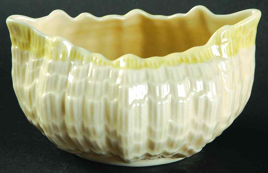 Tridacna Yellow (No Trim) Open Sugar Bowl by Belleek Pottery (Ireland)-1